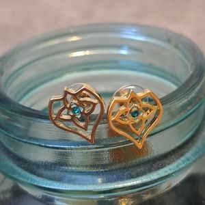 Gold with Teal Jewel Earrings